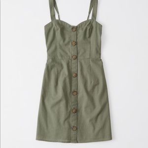 Abercrombie and Fitch Button-Up Cami Dress Olive